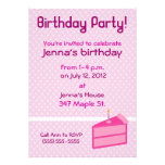 Pink Polka Dot Cake Birthday Party Invitation