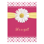 Pink Polka Dot Daisy Baby Shower Invitation