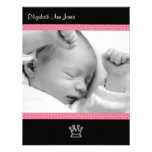 Pink Polka Dot on Black Baby Girl Announements Custom Announcement