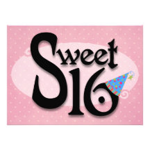 Pink Polka Dot Sweet 16 Personalized Announcement