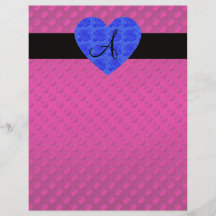 Pink polka dots monogram blue roses personalised flyer