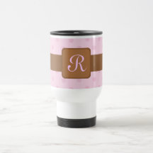 Pink Polka Dots Monogram Travel Mug