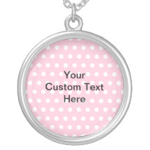 Pink Polka Dots, with Custom Black Text. Custom Jewelry
