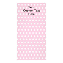 Pink Polka Dots, with Custom Black Text. Photo Card