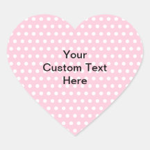 Pink Polka Dots, with Custom Black Text. Heart Stickers