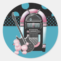 Pink Poodle Rock and Roll Sticker