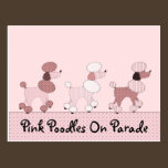 Pink Poodles On Parade Postcard postcards