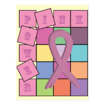Pink Power Breast Cancer Awareness Ribbon Postcard