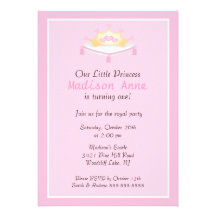 Pink Princess Crown Birthday Party Invitation