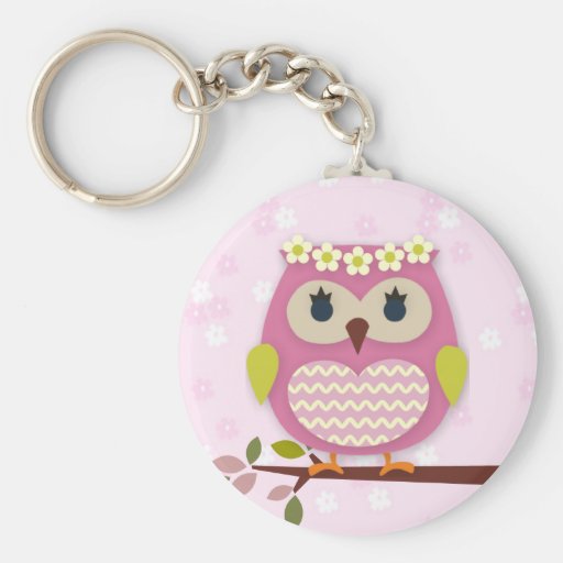 Pink Princess Owl 02 Keychain