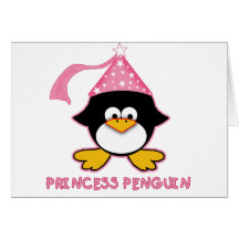 Pink Princess Penguin Card
