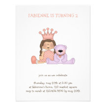 Pink Princess · Princess & Teddy Invitation