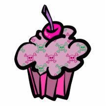 pink punk skull crossbones cupcake cut out