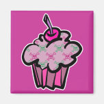 pink punk skull crossbones cupcake refrigerator magnet