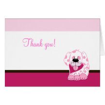 Pink Puppy Dog Folded Thank you note Greeting Card