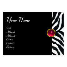PINK,PURPLE BLACK WHITE ZEBRA FUR MONOGRAM fuchsia Business Card