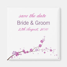 Pink & Purple Blossom Save The Date Magnet