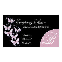 Pink/Purple Butterflies Monogram Business Card