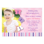 Pink & Purple Butterfly Photo Birthday Invitation