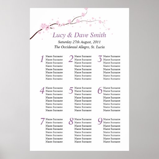 Wedding Table Plan Posters, Wedding Table Plan Prints