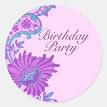 Pink & Purple Lush Floral Birthday Sticker