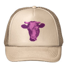 Pink & Purple Retro Cow Graphic Hat