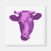 Pink & Purple Retro Cow Graphic Magnets