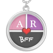 Pink & Purple Slice Round BFF Friendship Necklace