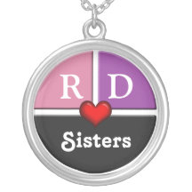 Pink & Purple Slice Round Sisters Necklace