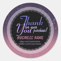 Pink purple Stars Business Thank You Sticker