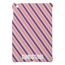 Pink purple stripe pattern custom name personal ipad mini cases