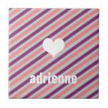 Pink purple stripes heart modern display tile