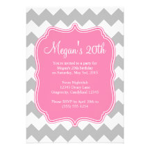 Pink Quatrefoil Chevron Birthday Invitation