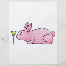 Pink Rabbit with Flower. Personalized Flyer