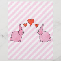 Pink Rabbits with Hearts. Flyer Design