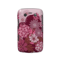 Pink Retro Flowers and Monogram Case-Mate Blackberry Case