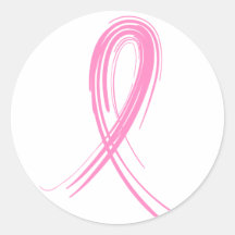 Pink Ribbon 2 Breast Cancer Round Stickers