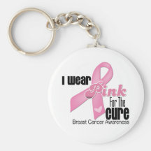 Pink Ribbon Breast Cancer Cure Keychain
