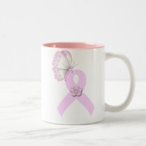 Pink Ribbon Butterfly mugs