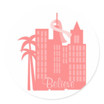 Pink Ribbon Cityscape stickers