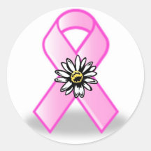 Pink Ribbon & Daisy sticker