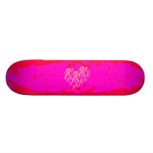 Pink Ribbon Heart Skate Board