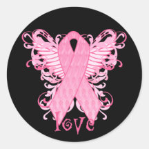 Pink Ribbon Love Round Sticker