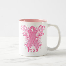 Pink Ribbon Love Wings mugs