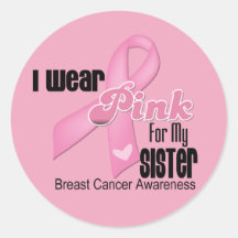 Pink Ribbon Sister Breast Cancer Round Stickers