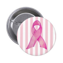 Pink Ribbon stripes Button