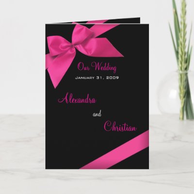 Pink Ribbon Wedding Invitation Announcement Card by Ruxique