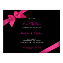 Pink Ribbon Wedding Save the Date 4 Post Card
