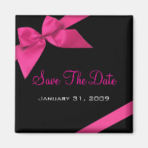 Pink Ribbon Wedding Save The Date Announcement1 Refrigerator Magnets
