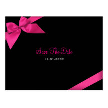 Pink Ribbon Wedding Save the Date Announcement Postcard